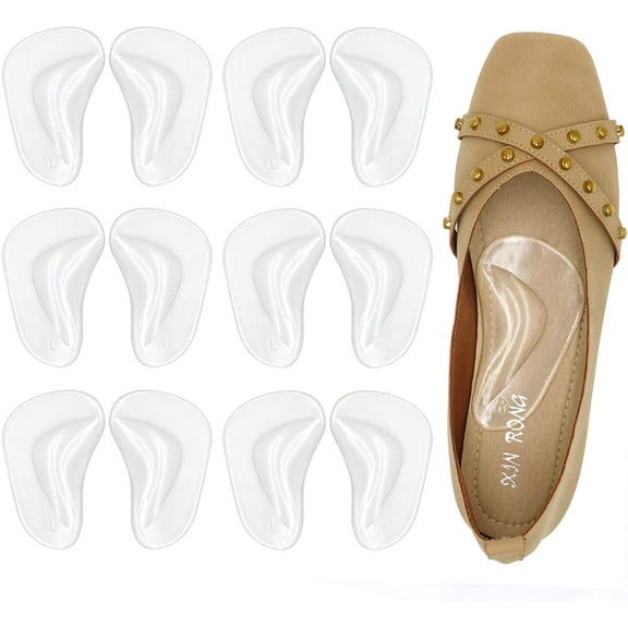 Gel Arch Support Cushions for Men &amp; Women, Shoe Insoles for Flat Feet, Reusable Arch Inserts for Plantar Fasciitis, Adhesive Arch Pad for Relieve Pressure and Feet Pain