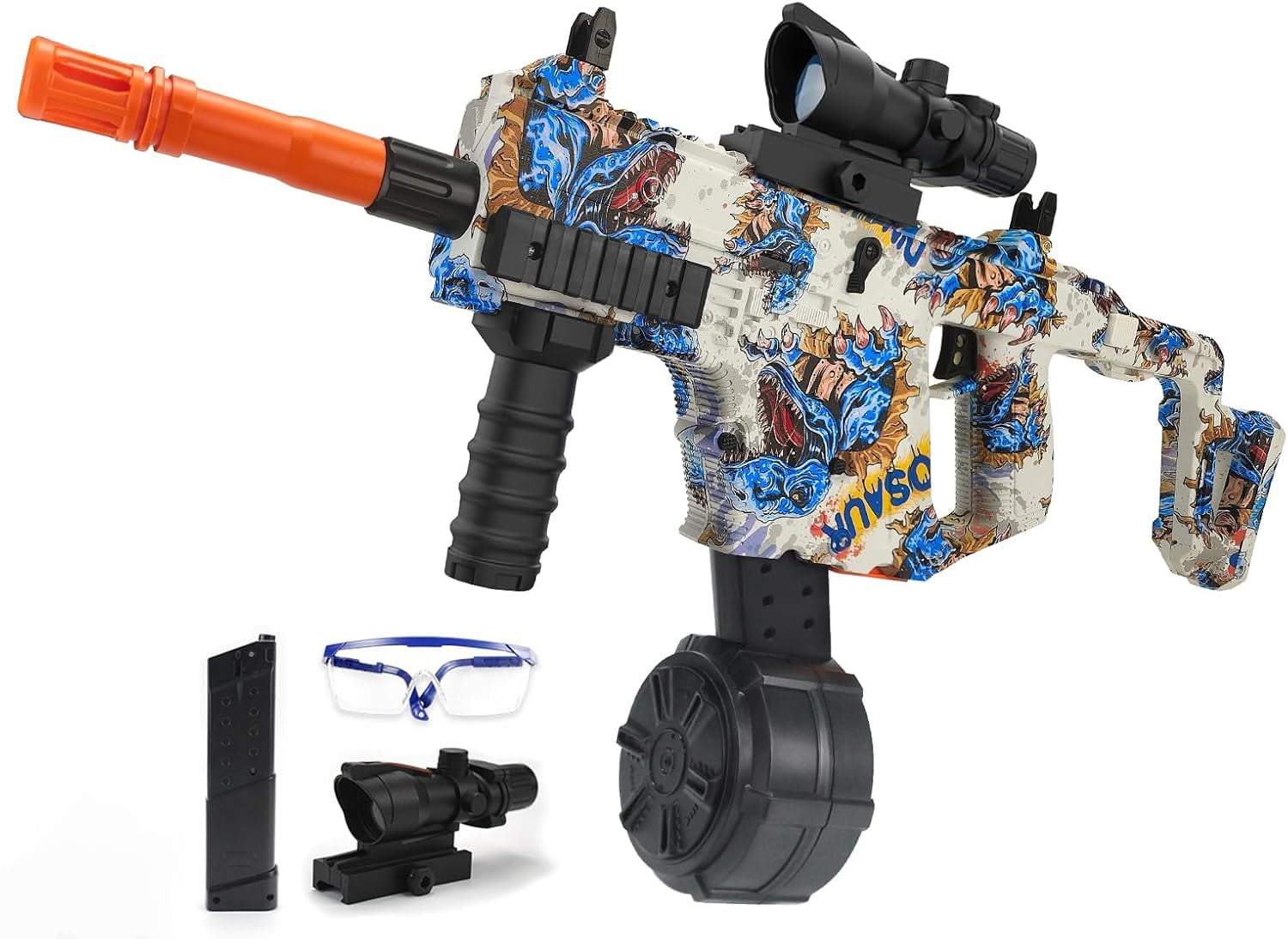 Gel Ball Blaster – Semi & Full Auto Splatter Blaster with Sight, Goggles, 600 Rounds/Min, 100FT Range for 14+ Years Old