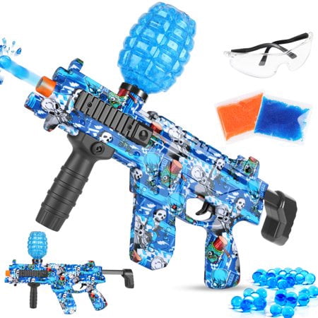 Gel Ball Blaster, Electric Water Bead Blasters, with 10000 Gel Balls & Goggles, for Backyard Fun and Outdoor Activity, Blue