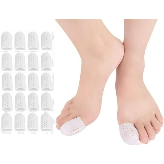 Gel Big Toe Protectors, 24 Pack of Breathable Big Toe Caps, Silicone Anti-Friction Toe Protector, Provide Pain Relief from Missing or Ingrown Toenails Corns, Blisters, Hammer Toe,