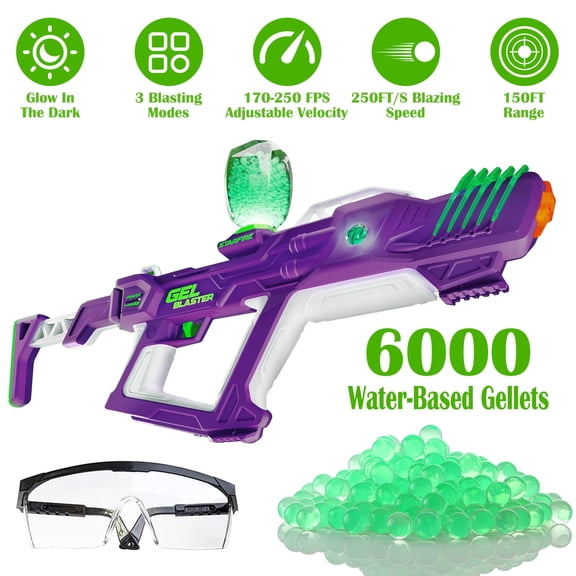 Gel Blaster Starfire XL, Glow-in-the-Dark, Adjustable 170-250 FPS, 150FT Range, 3 Modes, 6000 Gellets