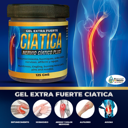Gel y Suplemento Ciatica Nervio Ciatico Plus, Gel Extra Fuerte, Sciatic Nerve Pain 125gr