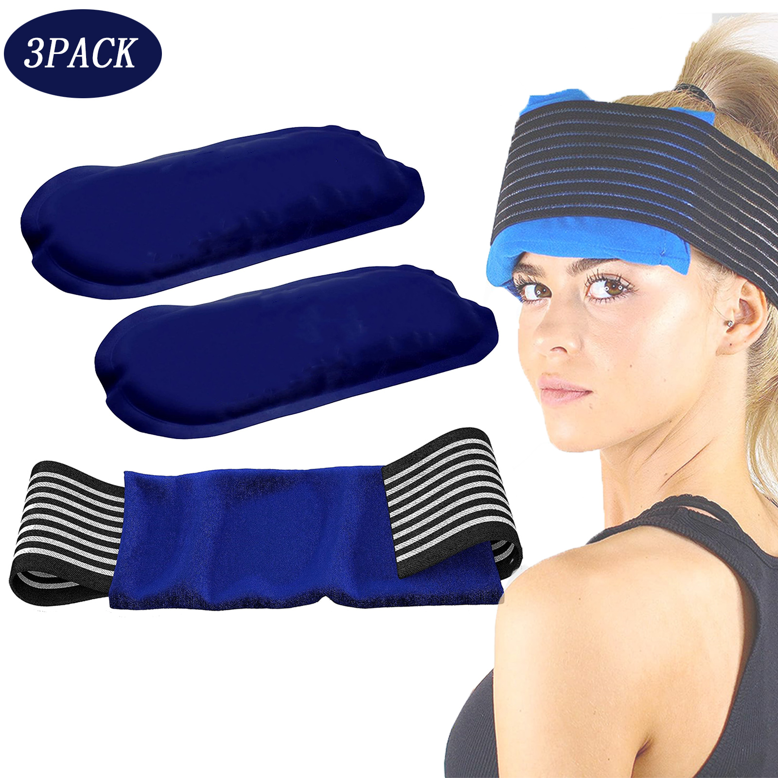 Gel Cold & Hot Packs (3Piece Set) 5x10 in with Adjustable Wrap