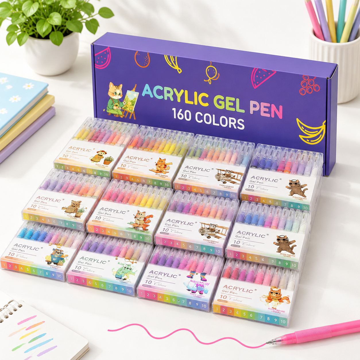 Gel Coloring Pens, 160 Colors, 1.0mm Tip for Art, Journaling, and ...