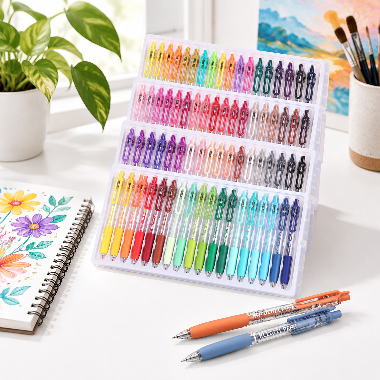 Gel Coloring Pens, 72 Colors Retractable with Smooth Ink Flow for Art ...
