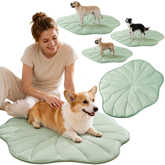 Gel Cooling Mat for Dogs, Leaf Ice Pad for Cats, Thickened Pressure-Activated Self-Cooling Summer Bed, Multi-Size No Refrigeration Needed(M,Green)