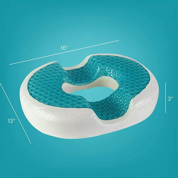 Gel Donut Pillow for Tailbone Pain Relief - Lifting Cushion for Coccyx Sciatica Pregnancy with Cooling Mesh Cover, Black