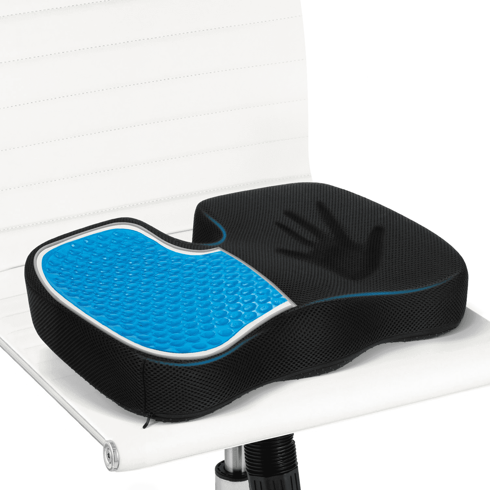 Cshidworld Gel Enhanced Seat Cushion for Office Chair Car Seat, Airplane - Gel & Memory Foam Coccyx Cushion for Tailbone Pain - Chair Car Seat Cushion Driving - Sciatica & Back Pain Relief (Black)