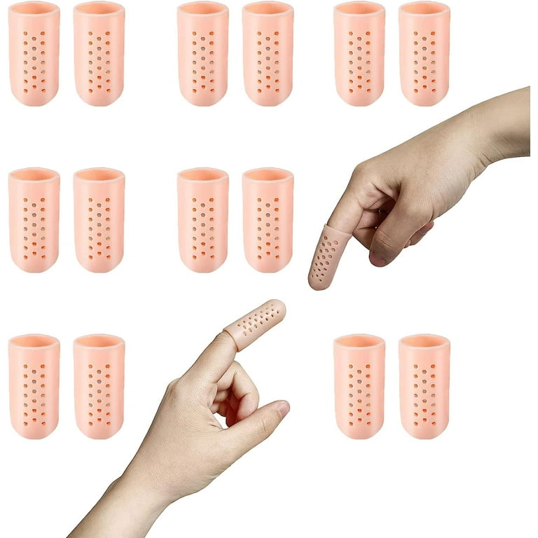 Gel Finger Cots with Air Holes, Finger Protectors (14 PCS) Breathable  Silicone Finger Caps, Finger Sleeves Fingertips Protection for Eczema  Wounds