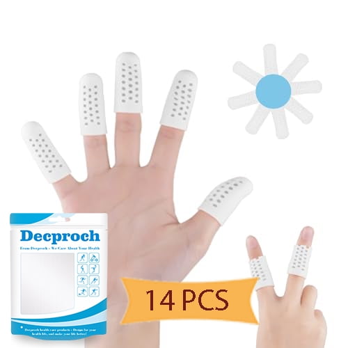 Gel Finger Cots, Silicone Finger Protectors, Finger Covers Protection for Finger Tips, Thumb Protectors for Wounds, Finger Cracking, Eczema and More - 14 PCS Breathable, White
