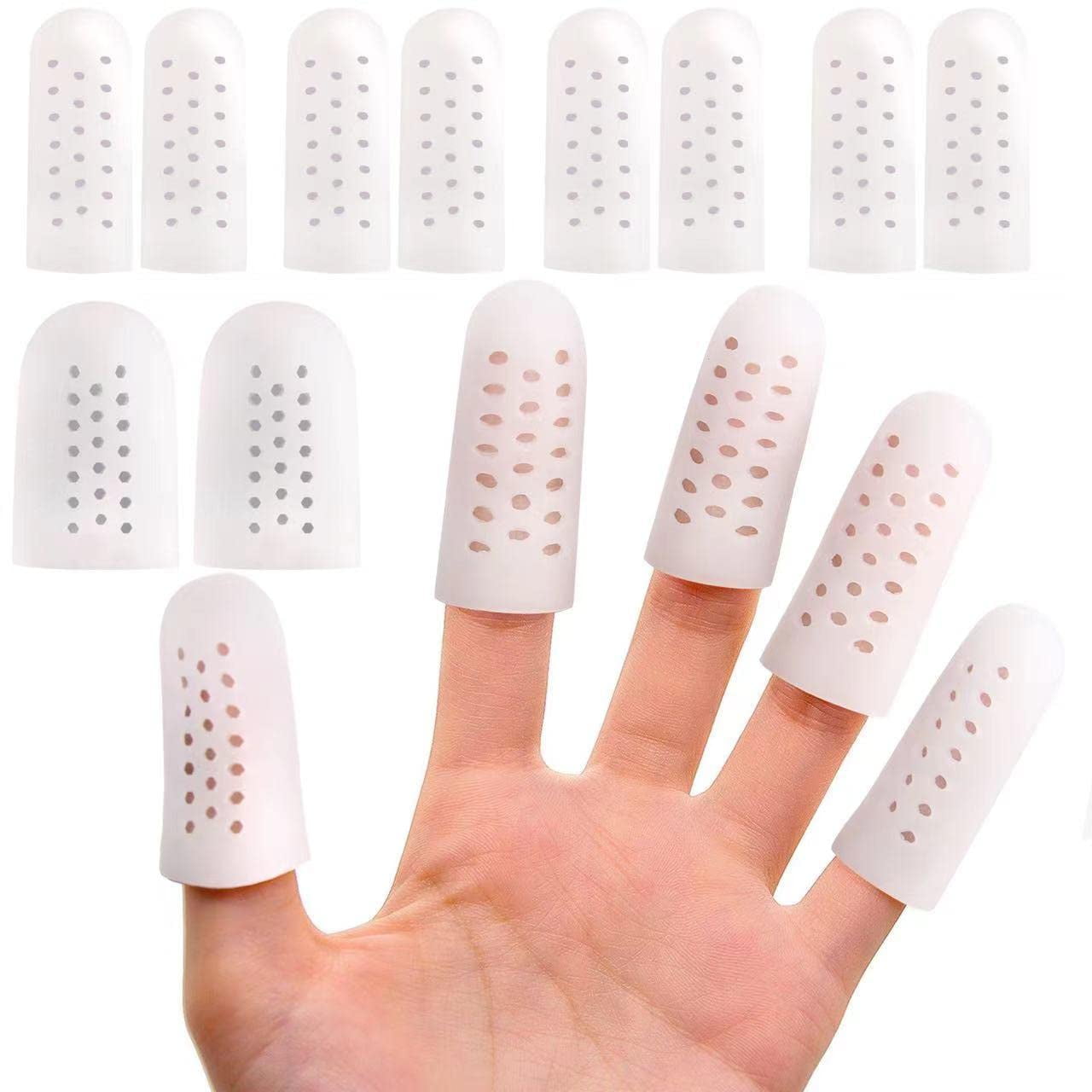 Gel Finger Cots, Silicone Finger Sleeves, Pack of 10 Breathable Finger