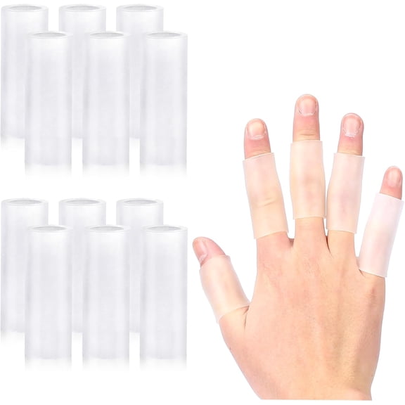 Gel Finger Sleeve Protectors, Silicone Finger Sleeve Cushions and Protects, Provide Relief for Finger Cracking, Corns 10 Pieces