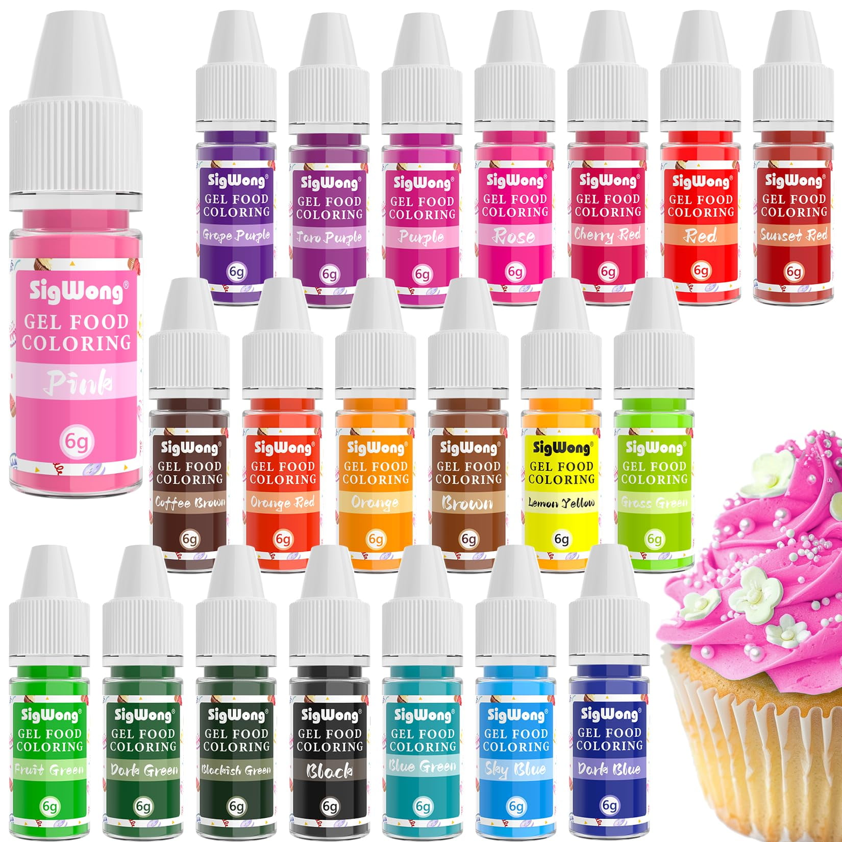 Gel Food Coloring Set 21 Colors Tasteless Based Color Dye, Vibrant