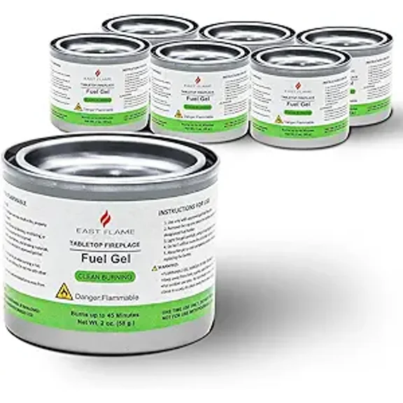 Gel Fuel Cans  Clean Burning Indoor Fuel for Making Smores, Chafing Dish Fuel Cans, No Ash or Soot, Smokeless & Odorless for Indoor Fire Pits & Fireplaces, 45 Mins Burn Time for each
