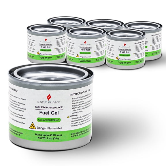 Gel Fuel Cans Clean Burning Indoor Fuel for Making Smores, Chafing Dish Fuel Cans, No Ash or Soot, Smokeless & Odorless for Indoor Fire Pits & Fireplaces, 45 Mins Burn Time for each