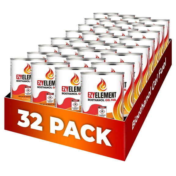 Gel Fuel Cans | Clean Burning & Smokeless Bioethanol Gel Fuel Long-Lasting Burn, Indoor & Outdoor Use (32 Pack, 13oz/368g)