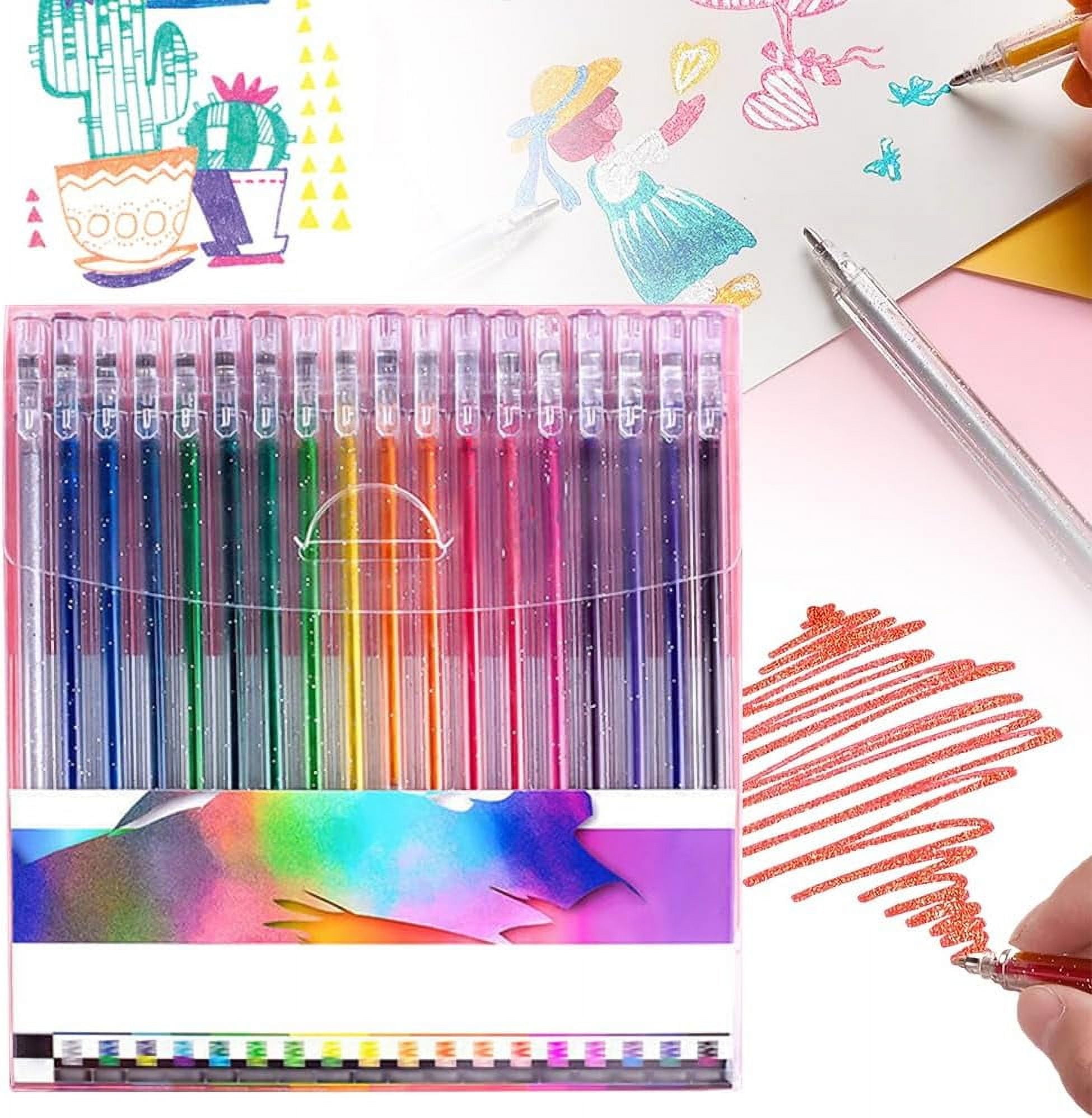 Gel Glitter Pens, 18 Pack Metallic Sparkle Coloring Pen Art Markers, 18 ...