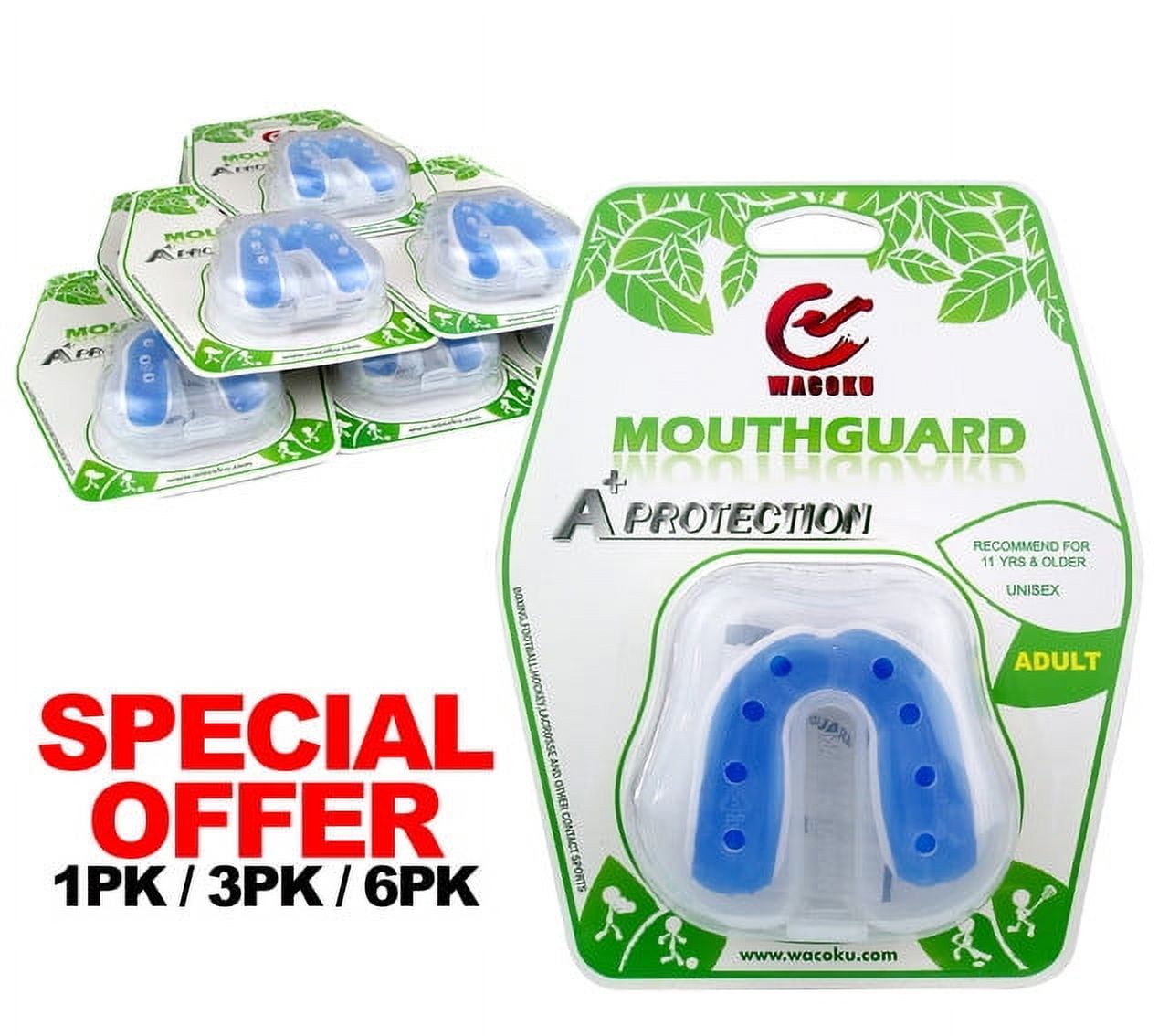 Gel Gum Mouth Guard Teeth Grinding Shield Case Boxing MMA Sports Mouth Piece FDA (3 Pcs)