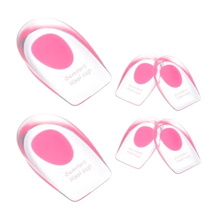 Gel Heel Cups Silicone Heel Pads for Heel Pain Protector Gel Heel Cushions Plantar Insert Pink Large
