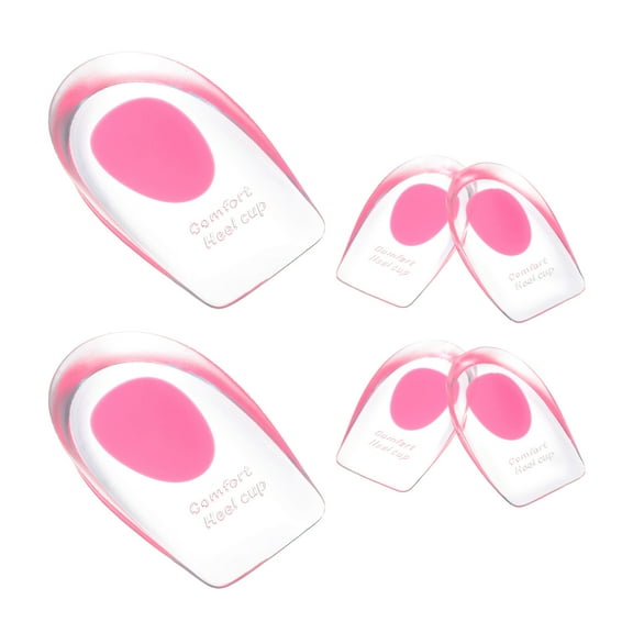 Gel Heel Cups Silicone Heel Pads for Heel Pain Protector Gel Heel Cushions Plantar Insert Pink Large