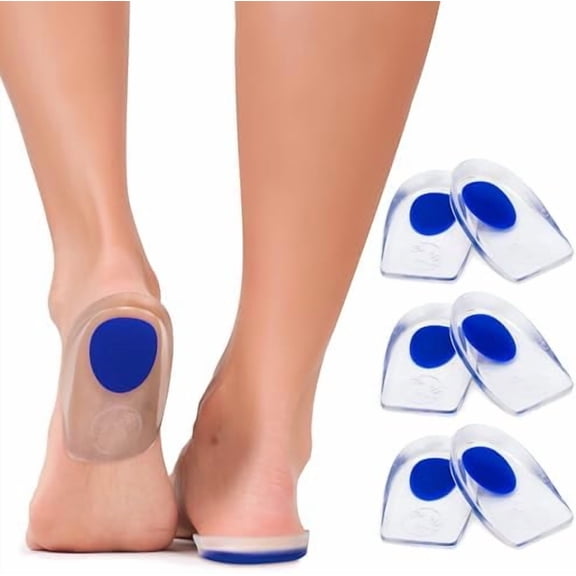 Gel Heel Pads for Shoes, Plantar Fasciitis Heel Cups for Pain Relief, Silicone Cushions for Bone Spur Relief, Protector Insoles, Sore Heal Bruised Feet, Shoe Inserts for Women & Men (LARGE 3 PAIRS)