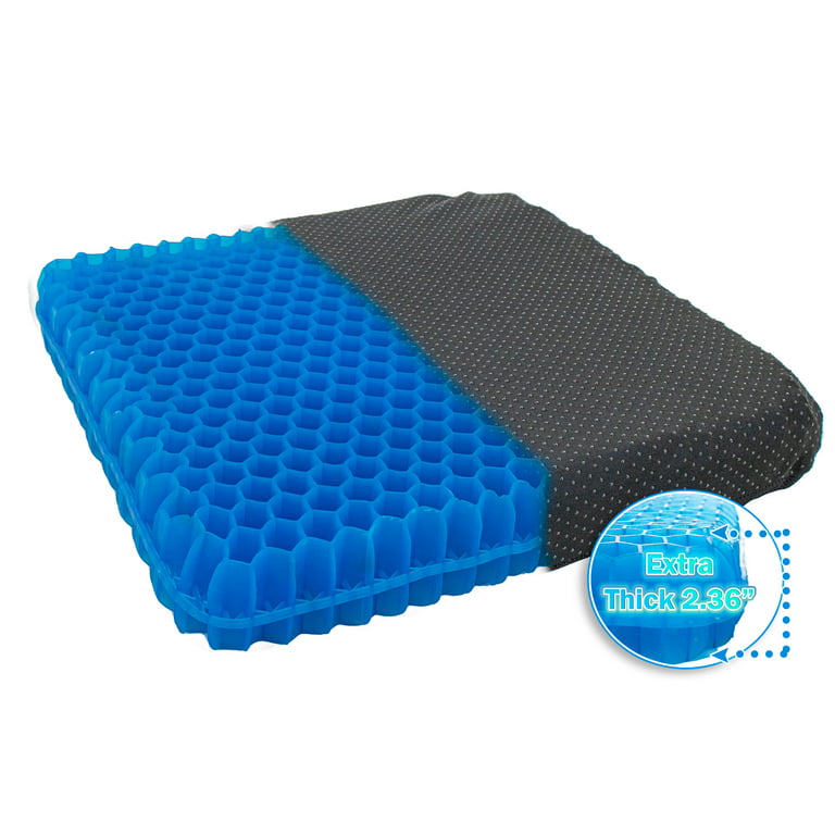 Gel Cooling Seat Cushion w/ 2.4 Extra Thick Honeycomb Pressure Absorbing,  Breathable, Ergonomic,Non-Slip Bottom & Orthopedic Design For Comfort