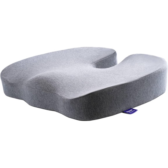 Gel Infused High Dense Memory Foam Seat ns for Office Chair, Car, Wheelchair-Coccyx Seat n for Tailbone Pain Pressure Relief (Light Grey)