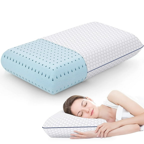 Gel-Infused Memory Foam Pillow for All Sleepers, Ergonomic Bed Pillow with Breathable Removable Cover, Standard Size Pillow for Deep Sleep, White