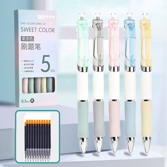 Ink Pens Set | 0.5mm Fine Tip | Smooth Writing Ergonomic Design | Precision Fineliner for Drawing, Note Taking, Office, Art | Quick Dry Fade-Resistant Ink | Includes 5 Pens + 20 Refills | Large