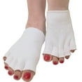 thumbnail image 1 of Gel Lined Open Toe Separator Compression Sock Toe Straightener - 1 Pair Toe Separating Spacer - One Size Fits Most - Free Branded Eyeglass Pouch (White), 1 of 4