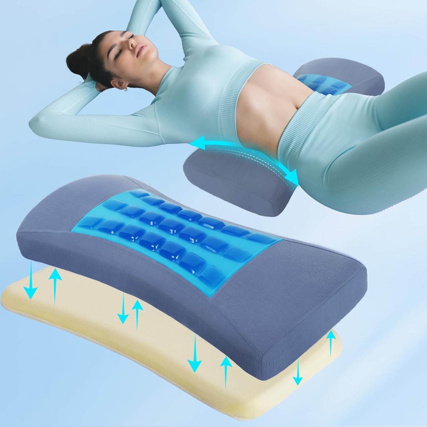 Gel Lumbar Support Pillow for Sleeping with Adjustable Pad Relief Lower ...