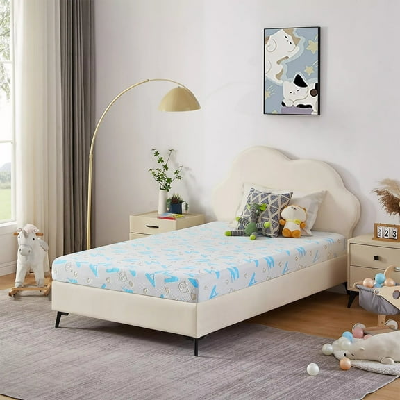 Gel Memory Foam Mattress, Twin, 6 Inch Alphabet Bed Mattress, Medium Firm Feel Mattress,Breathable & Cool Sleep Spine Pressure Relief Bed in a Box CertiPUR-US Certified