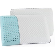 Gel Memory Foam Pillow - Standard Size - 2-Pack - Medium Plush Feel - Neck & Shoulder Support - For Back, Side, & Stomach Sleepers - Home, Hotel, & Hospital Essentials
