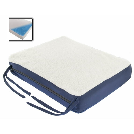 Gel Memory Foam Seat Cushion with Chair Ties - Orthopedic Seat Pad for Office, Car, Truck, and Wheelchair - Cooling Comfort, Portable, Pressure Relief & Superior Support - Washable Cover