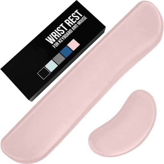 Gel Memory Foam Wrist Rest for Computer Keyboard,Mouse,Ergonomic Design,Desk Pads,2 Piece Set,Light Pink