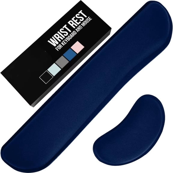 Gel Memory Foam Wrist Rest for Computer Keyboard,Mouse,Ergonomic Design,Desk Pads,2 Piece Set,Navy