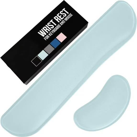 Gel Memory Foam Wrist Rest for Computer Keyboard,Mouse,Ergonomic Design,Desk Pads,2 Piece Set,Sky Blue