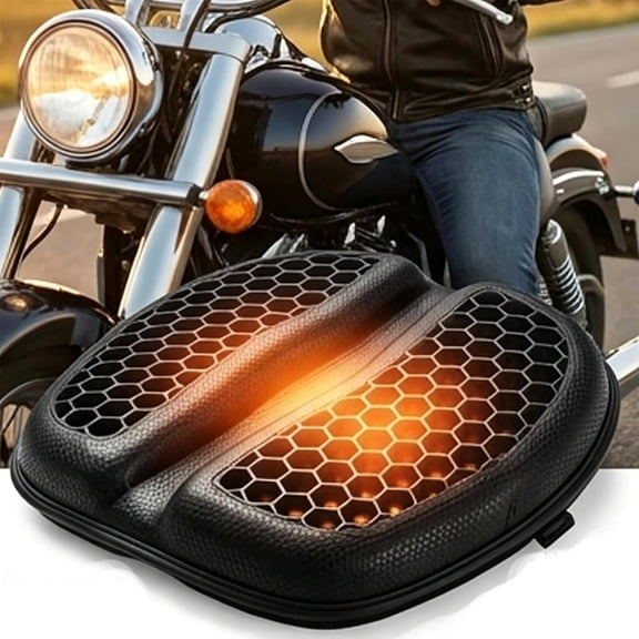 Gel Motorcycle Seat Cushion, 3D Honeycomb TPE, Shock Absorbing, Non-Slip Breathable, for Long Rides