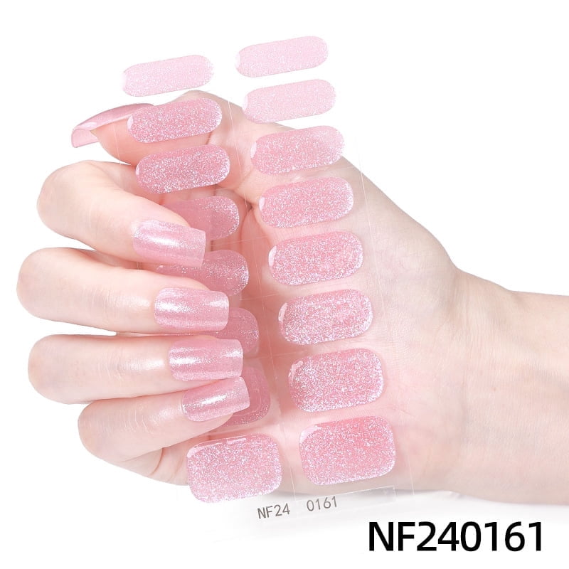 Gel Nail Art Stickers, Gradient Onion Powder Smudge, Icy French UV Half-Baked Nail Stickers - NF240161