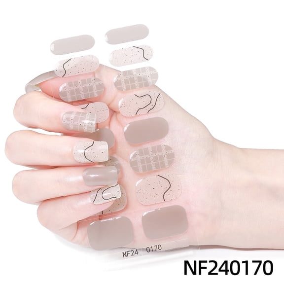 Gel Nail Art Stickers, Gradient Onion Powder Smudge, Icy French UV Half-Baked Nail Stickers - NF240170