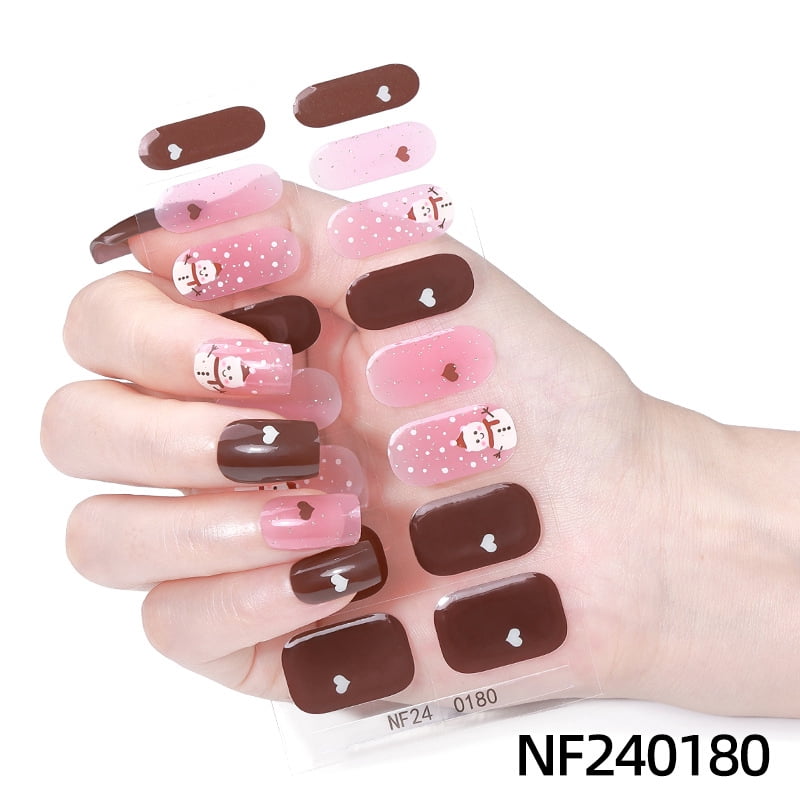 Gel Nail Art Stickers, Gradient Onion Powder Smudge, Icy French UV Half-Baked Nail Stickers - NF240180