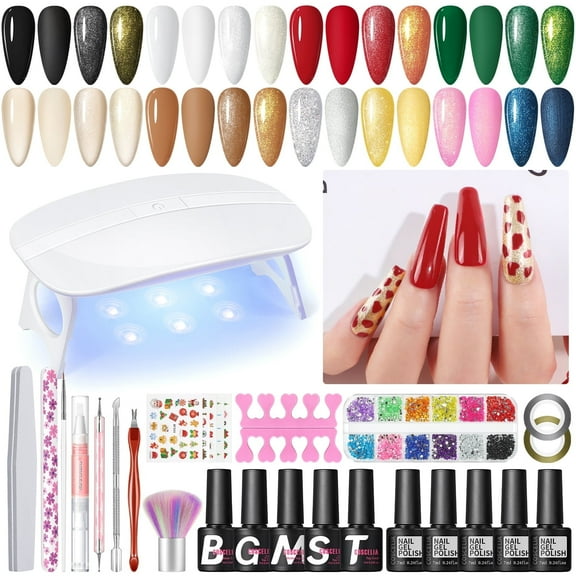 COSCELIA Gel Nail Polish Kit with U V Light 10 Colors Gel Polish 5PC Base Top Coat Set Nails Art Stickers Christmas Gifts for WomenCOSCELIA Gel Nail Polish Kit with U V Light 10 Colors Gel Polish 5PC
