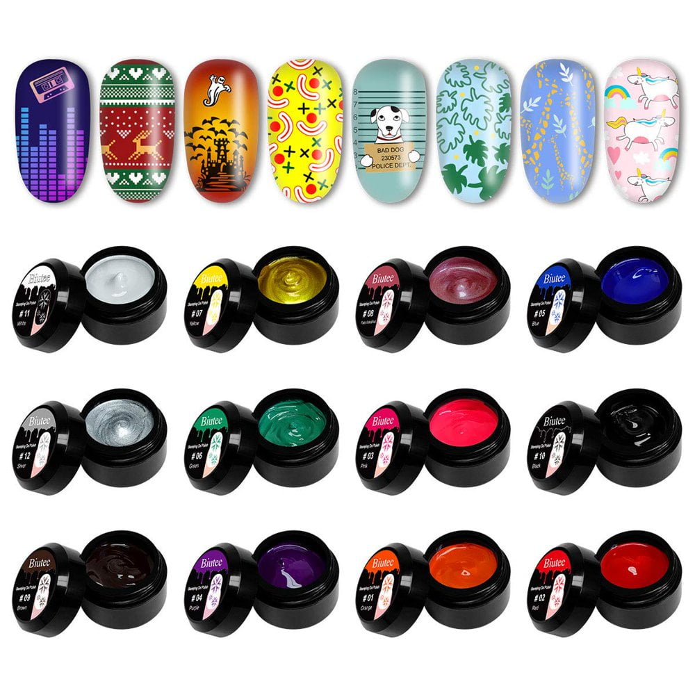 Gel Nail Polish 12 Colors, UV Gel Nail Polish, 8 ml, Stamping Gel