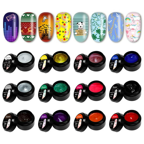 Gel Nail Polish 12 Colors, UV Gel Nail Polish, 8 ml, Stamping Gel