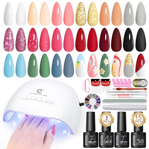 Gel Nail Polish Kit with U V Light Starter Kit 20 Colors Gel Polish Set 5pcs Top Base Coat Glitter Nail Decorations Nail Art French Manicure Kits Gifts for Women
