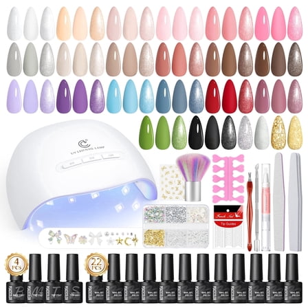 Gel Nail Polish Kit with U V Light Starter Kit, 22 Colors Gel Polish Set with 4PC Top Coat Base Coat Set Nail Decorations Gel Manicure Kit Gifts for Women