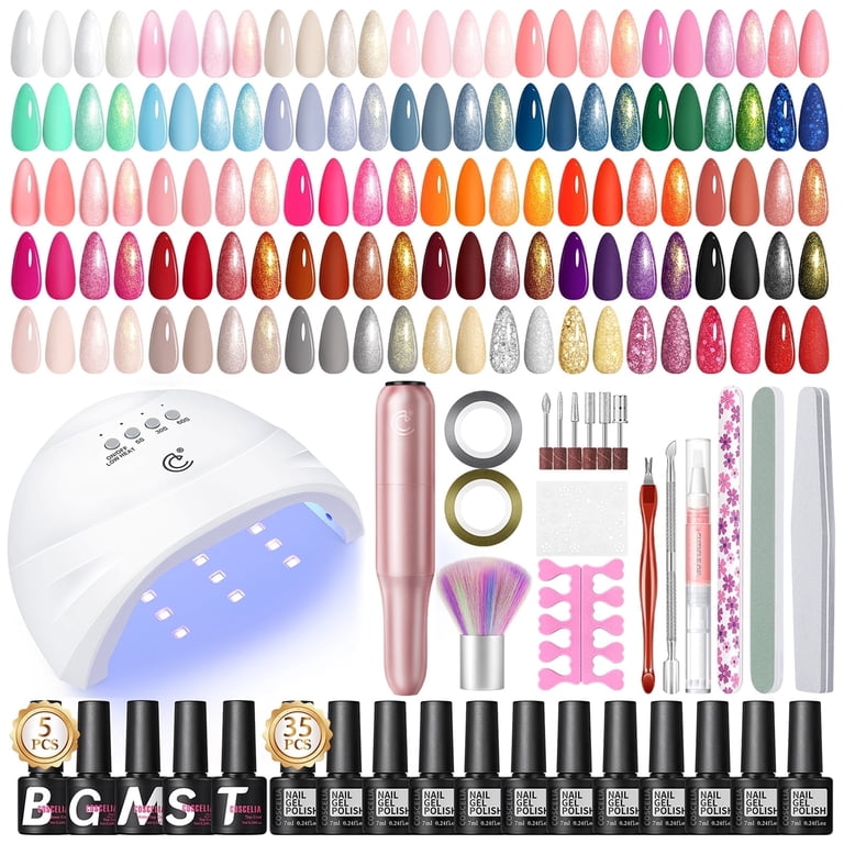 Coscelia, Gel Nail Polish Kit, 35 Colors, UV Light and Drill