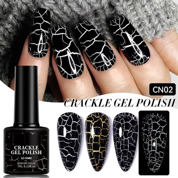 Gel Nail Polish, Crack Nail Polish, Wrinkle Nail Art Polish for Salon and Home Use, Easy To Apply, Safe formula for Acrylic and Gel Extensions, Suitable for Prom and Party Nail Decoration