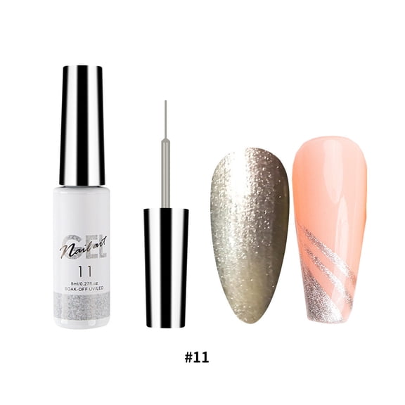 Gel Nail Polish, Nail Lacquer, Pull-String Line Drawing Glue for Nail Art, Easy Application Thin Brush Head, Soak-Off Cured Long-Lasting Effect, Neon Glitter Shades for Detailed Designs
