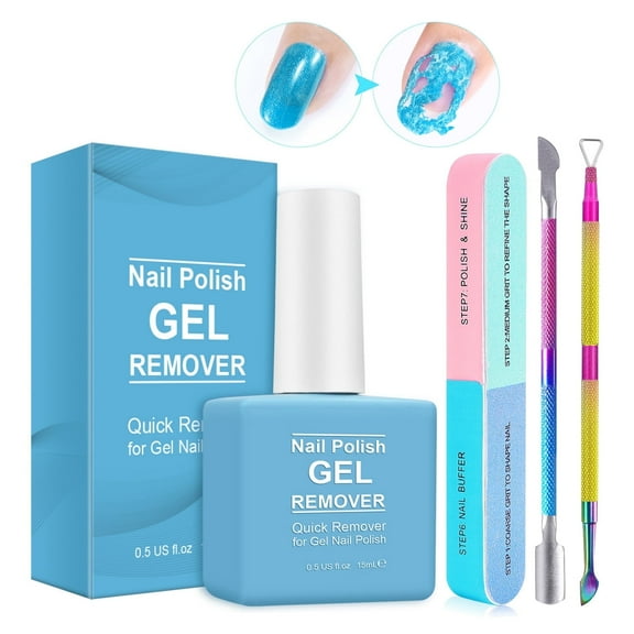 Gel Nail Polish Remover Kit, Nail Polish Remover for Gel Nails 4-Piece Set,Not Hurt Nails Gel Nail Remover in 2-3 Min,Style B